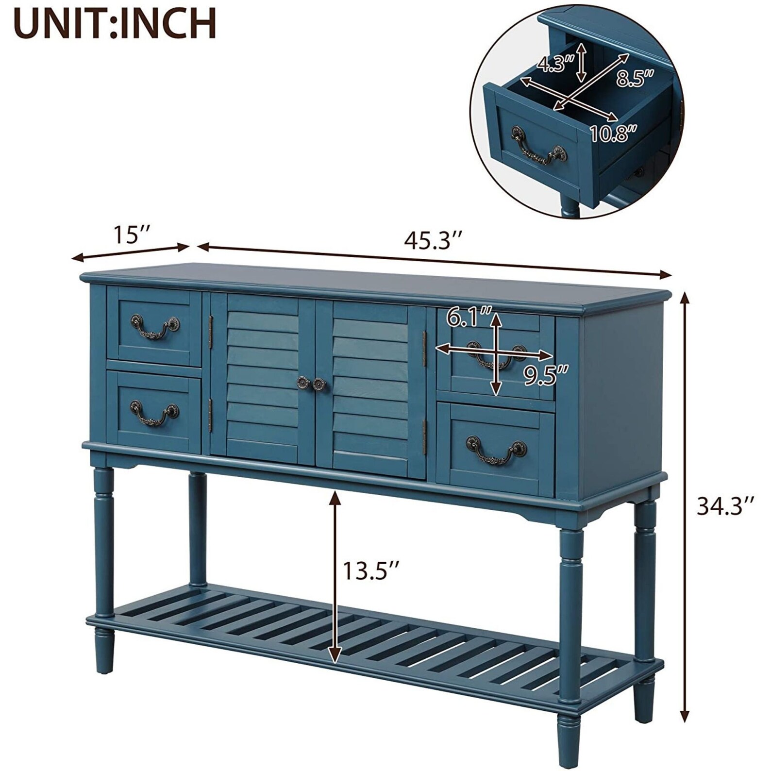 Navy Console Table for Entryway Sideboards Buffets Sofa Table Etsy