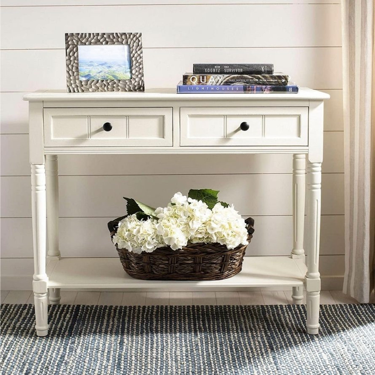 2021 Concord Distressed Cream 2Drawer Console Table 35.8 Etsy