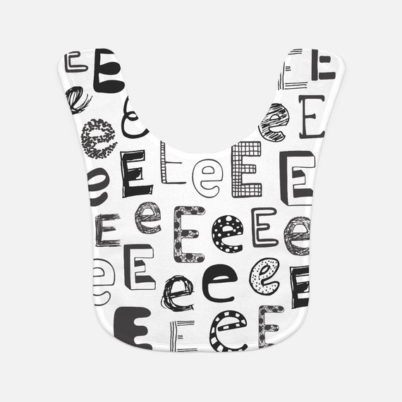 Letter E Baby Bib Gift Alphabet Toddler Infant Black Etsy
