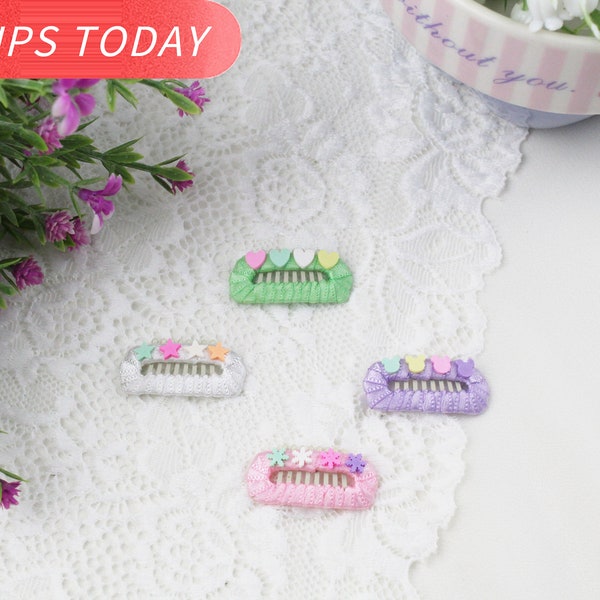 4 Pcs Handmade Hair Combs Cute Pet Hairpin Small Dog Hair Clips Pet Hair Barrettes Pet Grooming Snap Headwear for Dog Cat Puppy Pet BB Clips