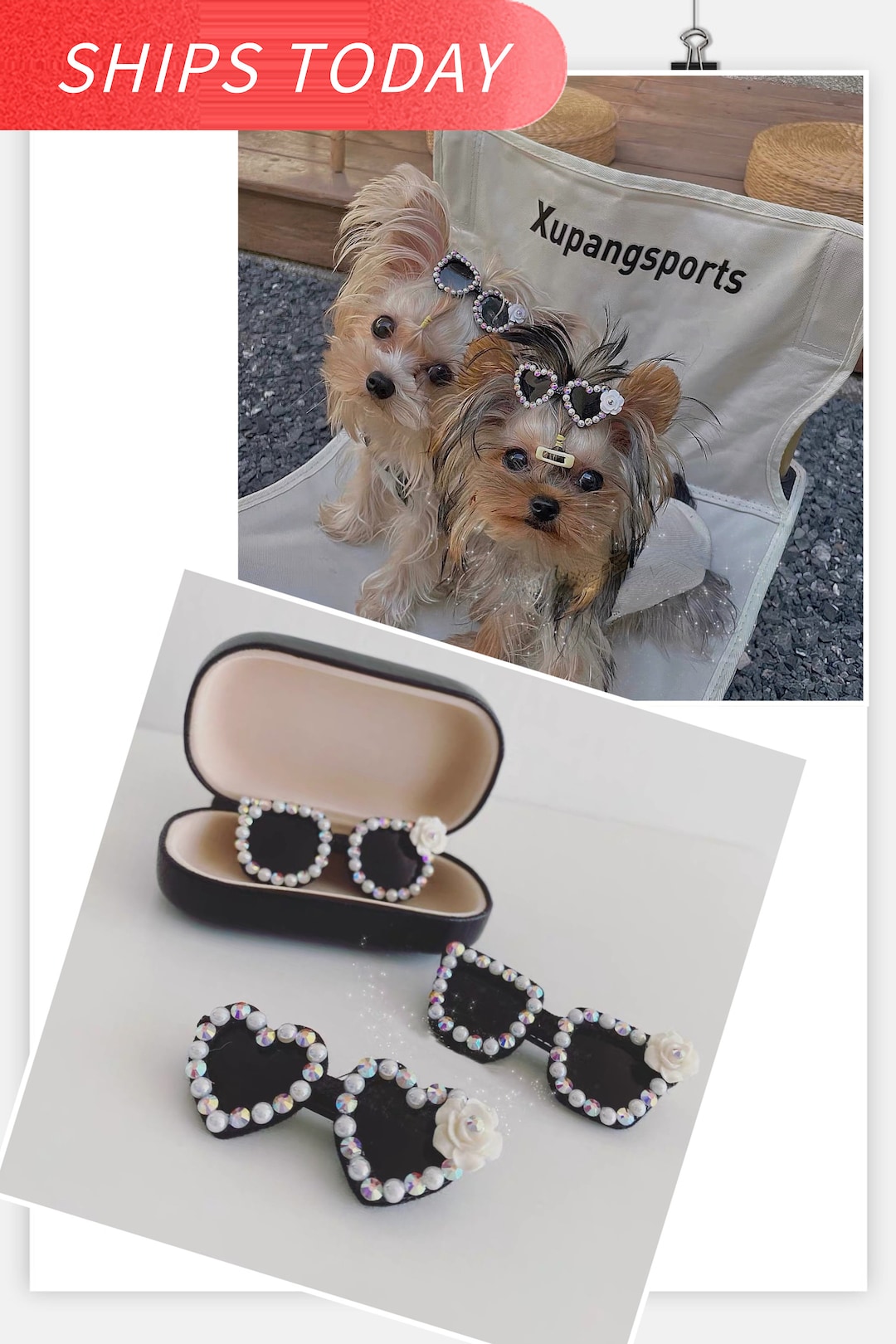 2022 New Cute Dog Bows Clips Sunglasses Pet Hair Clips Dog Hairpin Cat