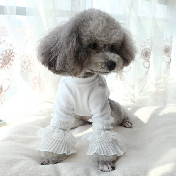 Puppy T-shirt Thin Section Pet Cotton Cute Lace Long Sleeve Pullover Bottoming Shirt Teddy Clothing Bichon Poodle Dog Clothes