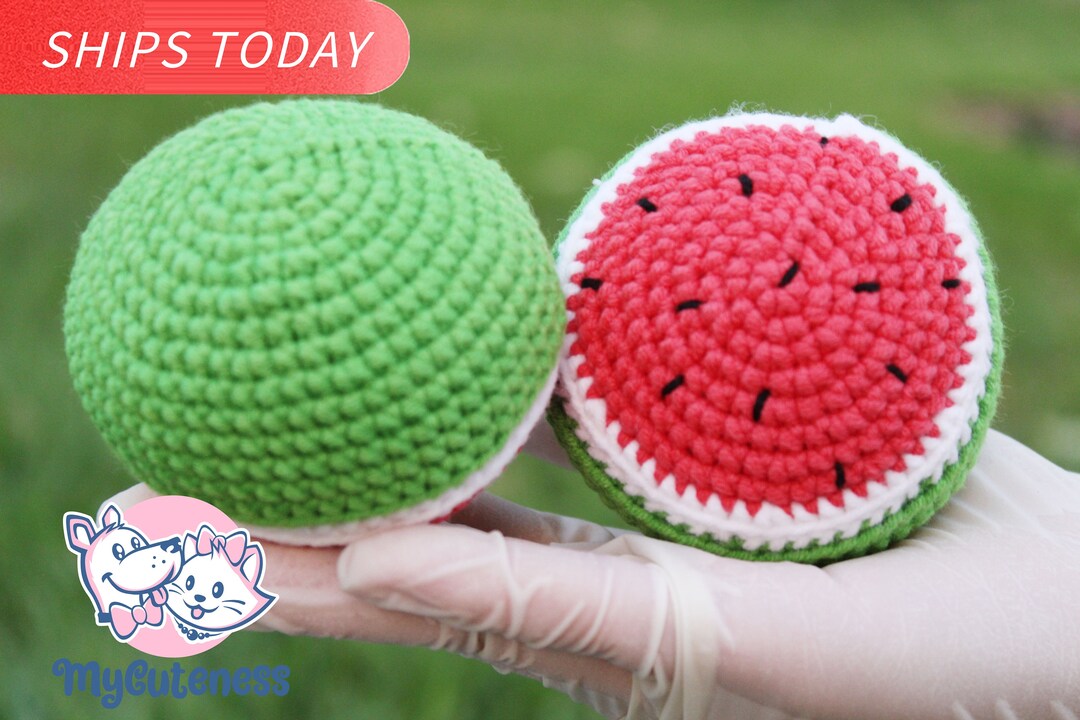 Crochet Watermelon Dog Toy Watermelon Dog Toy Squeaker Plush Dog Toy Small Dog Toy Crochet Dog
