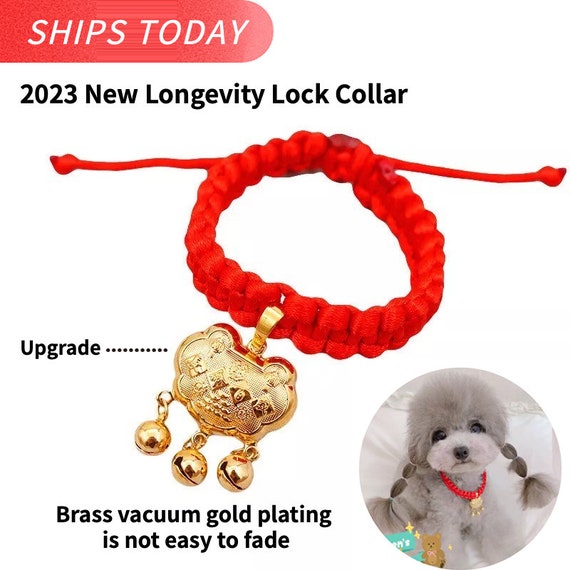 Pet Weave Longevity Golden Lock Necklace Dog Bell New Year 