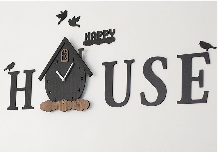 Houseshaped decorative wall clock Etsy