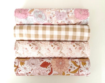 Retro Floral Burp Cloth Set | Baby Burp Cloths | Individual Burp Cloths | Baby Girl Burp Cloths