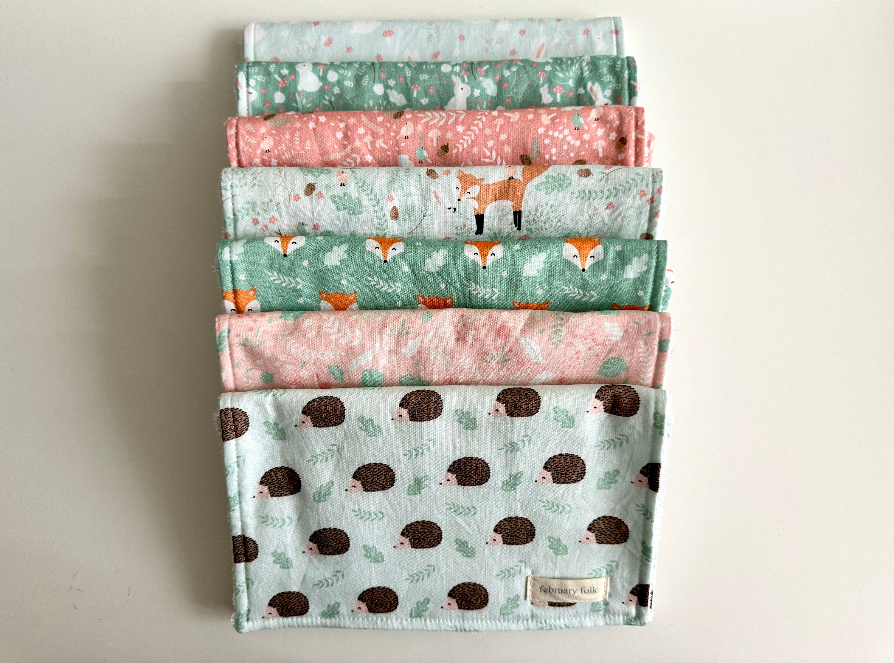 Pastel Forest Burp Cloth Set | Baby Burp Cloths | Individual Burp Cloths | Baby Girl Burp Cloths | Baby Boy Burp Cloths
