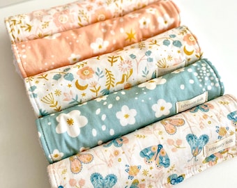 Floral Boho Burp Cloth Set | Individual Bibs | Dribble Bibs | Baby Bibs