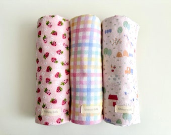 Strawberry Farm Swaddle Set | Swaddle Individual | Baby Girl Swaddles | Cotton Flannelette