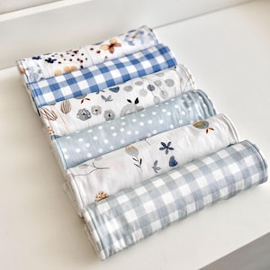 Light Blue Floral Burp Cloth Set | Individual Burp Cloths | Baby Burp Cloths | Baby Boy | Gender Neutral