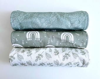 Burp Cloth Set - Greens | Baby Burp Cloths | Individual Burp Cloths | Gender Neutral Burp Cloths