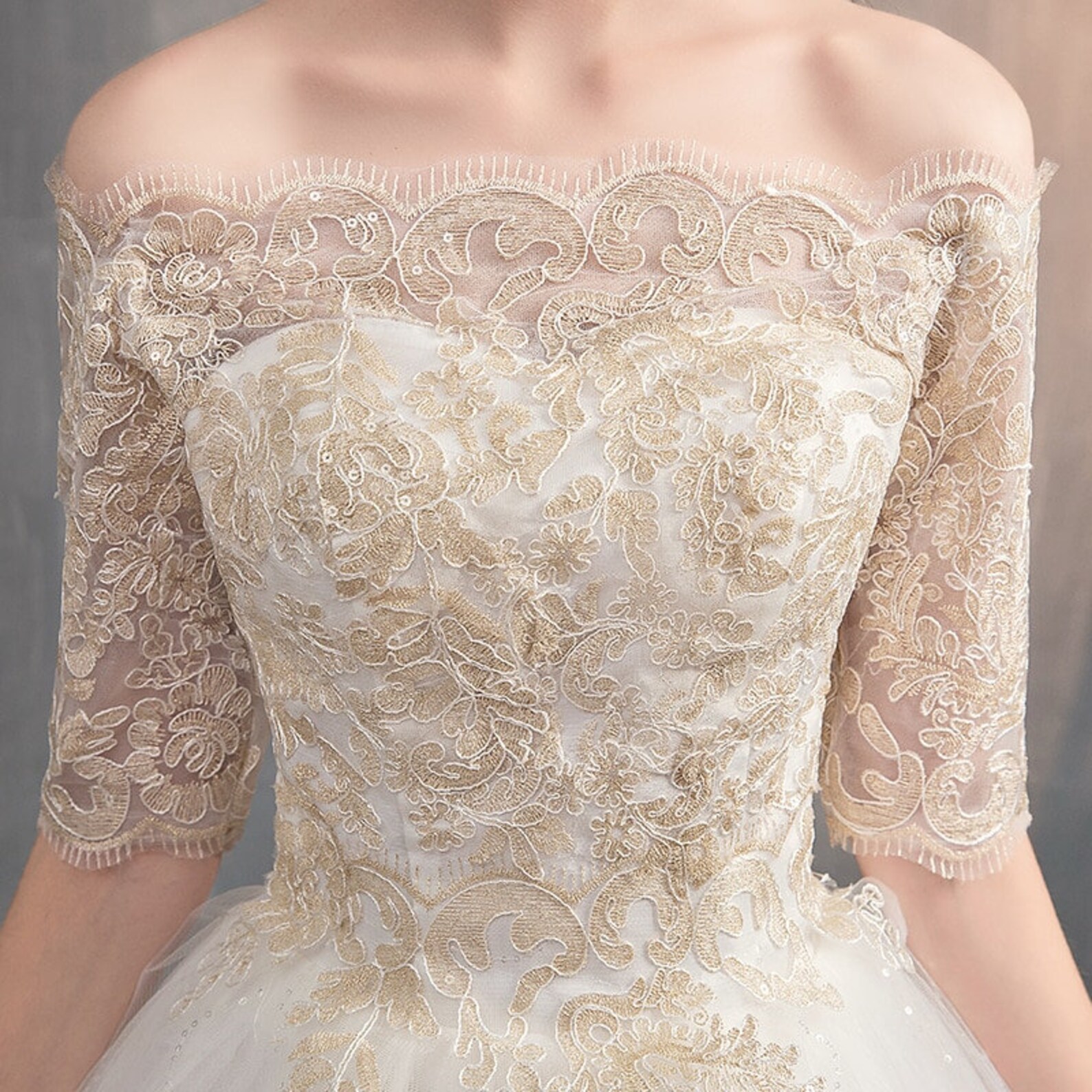 Off-The-Shoulder Sleeveless Wedding Dress main image 1
