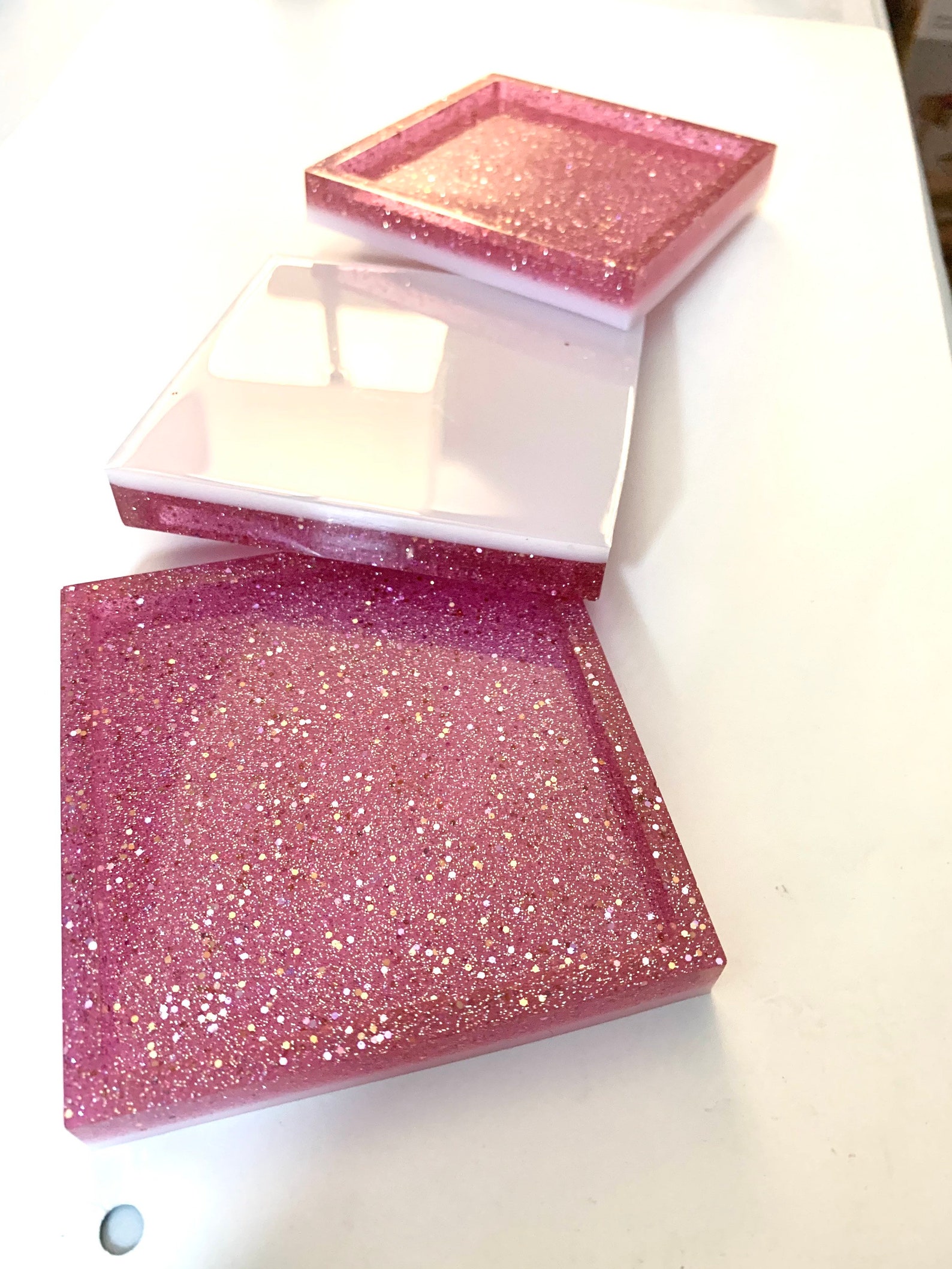 Pretty in Pink Coaster set of 3 Etsy