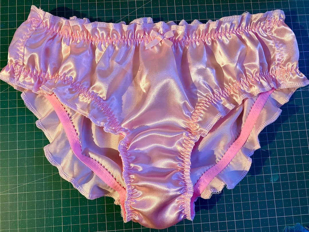 Handmade Pink Satin Panties Low Rise Pastel Pink Frilly Knickers Cute handmade-pink-satin-panties-low-rise-pastel-pink-frilly-knickers-cute