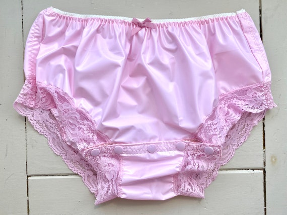 Sissy Adult Baby Pastel Pink Panties Knickers Pvc Waterproof Sexy Plastic  SNAPS Front Opening Nappy -  Canada
