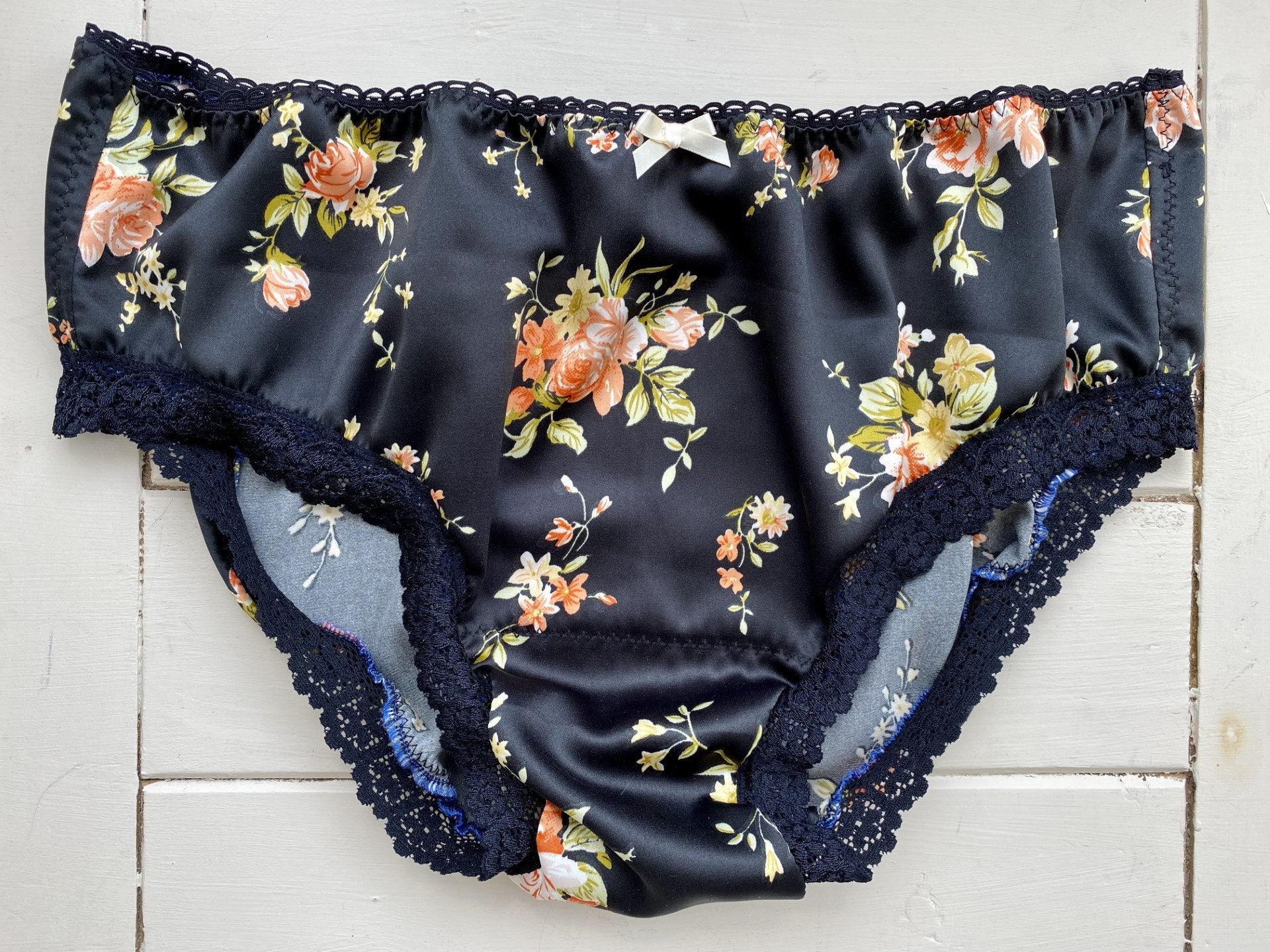 Buy Satin Floral Print Valentines Knickers 8, Knickers