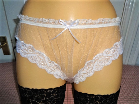 Handmade Panties Sheer Net See Through Lacy Knickers Sissy Cute White Lace  Cd Tv -  Canada