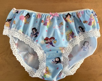 Handmade novelty Panties knickers sissy  blue frilly cute lace