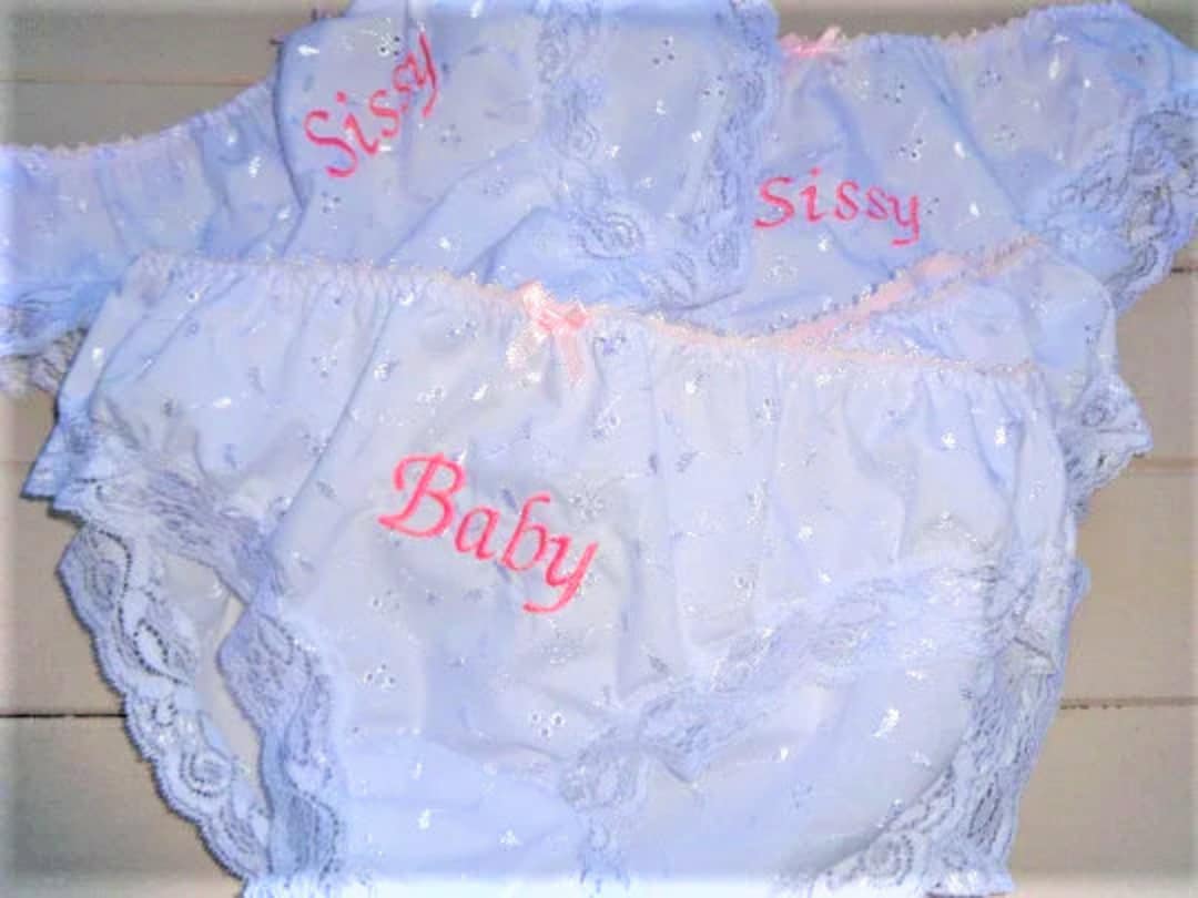 Handmade Panties White Broderie Anglaise Embroidered Knickers Sissy