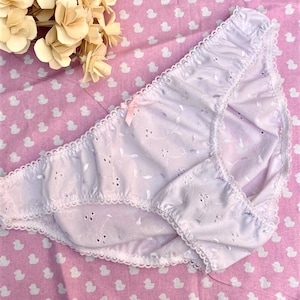 Handmade low rise white Broderie Anglaise panties knickers cute