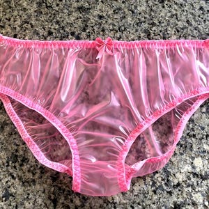 Sissy pink pvc panties knickers waterproof plastic see through adult baby fetish