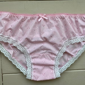 Handmade Panties sleep knickers sissy pink broderie anglaise cute lace cd tv adult baby