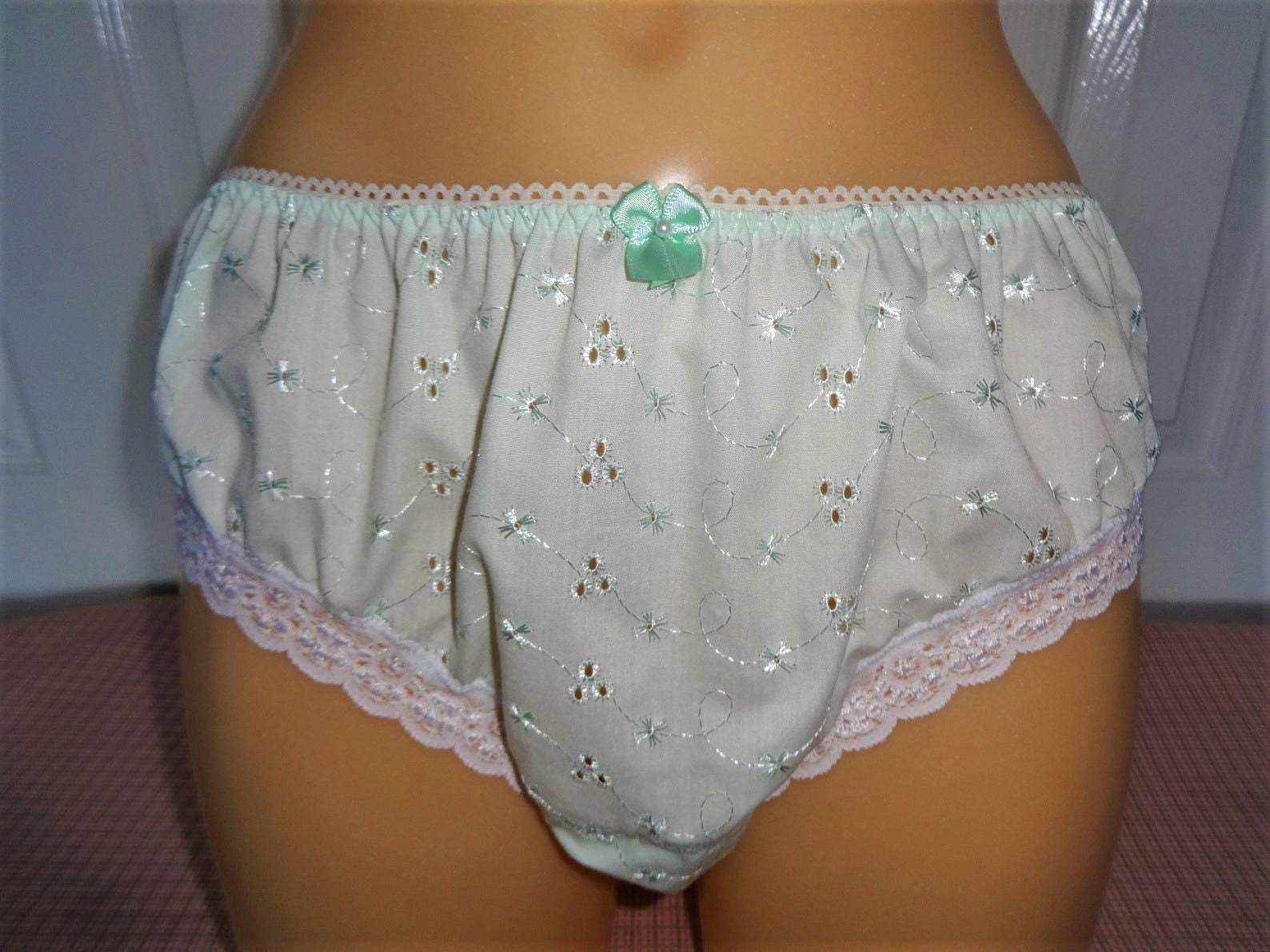 Handmade Panties Sleep Knickers Sissy Mint Broderie Anglaise Etsy