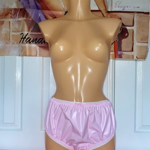 Sissy Adult Oh Baby! pink opaque pvc nappy cover panties knickers waterproof sexy plastic panties ABDL