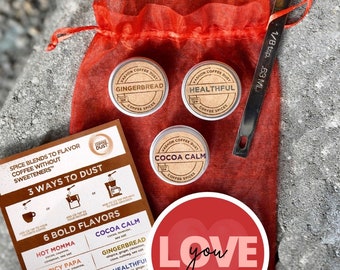 Love Brews Magic Coffee Dust Sampler | 3 flavors | 36 servings | Perfect Mother’s Day Gift for Coffee Lovers