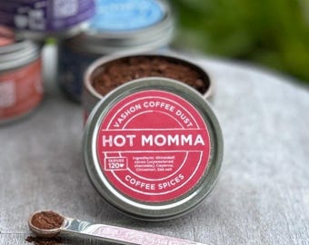 Hot Momma Coffee Dust: Kakao, Cayenne, Zimt Gewürzmischung.  Würzige Geschenke für Kaffeeliebhaber