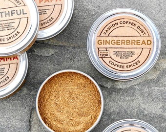 Gingerbread Coffee Dust| 120 servings | Vashon Island Coffee Dust | Coffee Flavoring using Spices: Cinnamon,Ginger,Allspice,Clove,Nutmeg