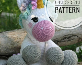 Unicorn crochet pattern, Amigurumi unicorn pattern pdf tutorial, Pattern PDF, unicorn crochet toy,  amigurumi digital, white crochet unicorn