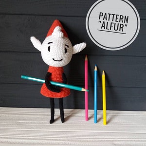 Plush toy elf Alfur - crochet pattern - inspired Hilda,  amigurumi Alfur, crochet toy, PDF, Digital, Tutorial