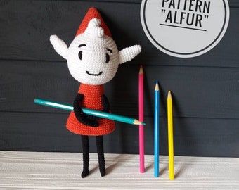 Plush toy elf Alfur - crochet pattern - inspired Hilda,  amigurumi Alfur, crochet toy, PDF, Digital, Tutorial