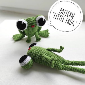 Virkad rolig groda med stora ögon mönster PDF, amigurumi djur, söt groda, virkad liten groda, digitalt, virkade djur, grön groda
