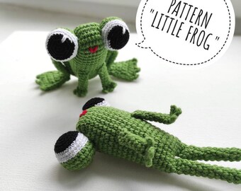 Crochet funny frog with big eyes pattern PDF, amigurumi animals, cute frog, crochet little frog, digital, crochet animals, green frog