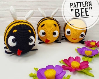 Funny crochet bee pattern, Crochet cute bee pattern, crochet bumblebee, PDF pattern bee, crochet toy pattern, amigurumi bee, cute toy