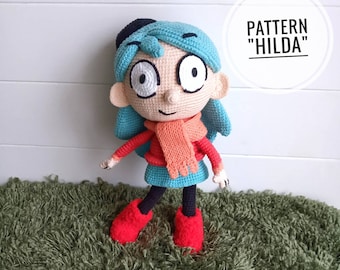 Crochet Hilda Pattern PDF - inspired Hilda hero, crochet toy, amigurumi digital, PDF Crochet doll pattern, amigurumi Hilda, amigurumi doll