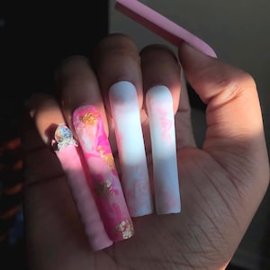 Pink Marble Press On Nails  • Xxl Press On Nails