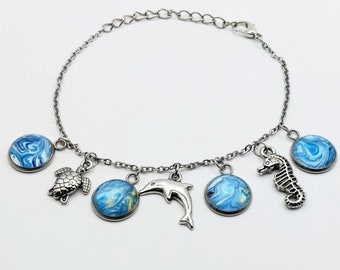 Charm, Paint Bracelet, Ocean Theme
