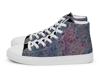 Damen High Top Schuhe, Pink und Blau Schuhe, Malschuhe, Abstrakte Schuhe