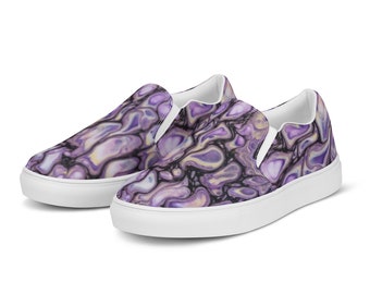 Purple Shoes, Women’s slip-on canvas shoes, Paint Shoes, Fluid Art, Abstract Art Footwear, Gift