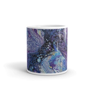Purple Abstract Mug, Paint Designed Coffee Cup, Fluid Art
