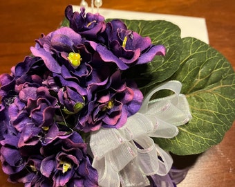 DST inspired African Violet Corsage (protocol approved)