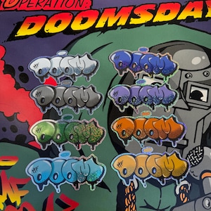 MF DOOM Name stickers Metallic