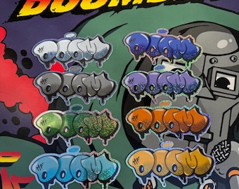 MF DOOM Name stickers Metallic