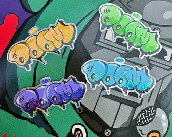 MF DOOM Name stickers Metallic