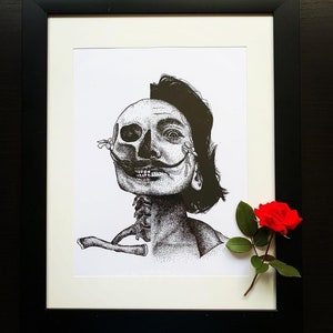 Salvador Dali Silk-screen Print skeleton skull