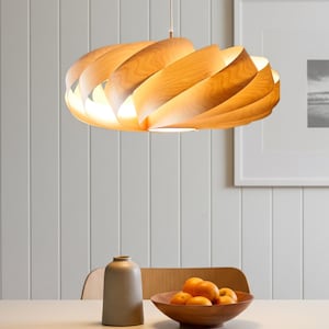 L06B, 60-70 cm Handgemaakte hanglamp van berkenhoutfineer - Plafondkroonluchter