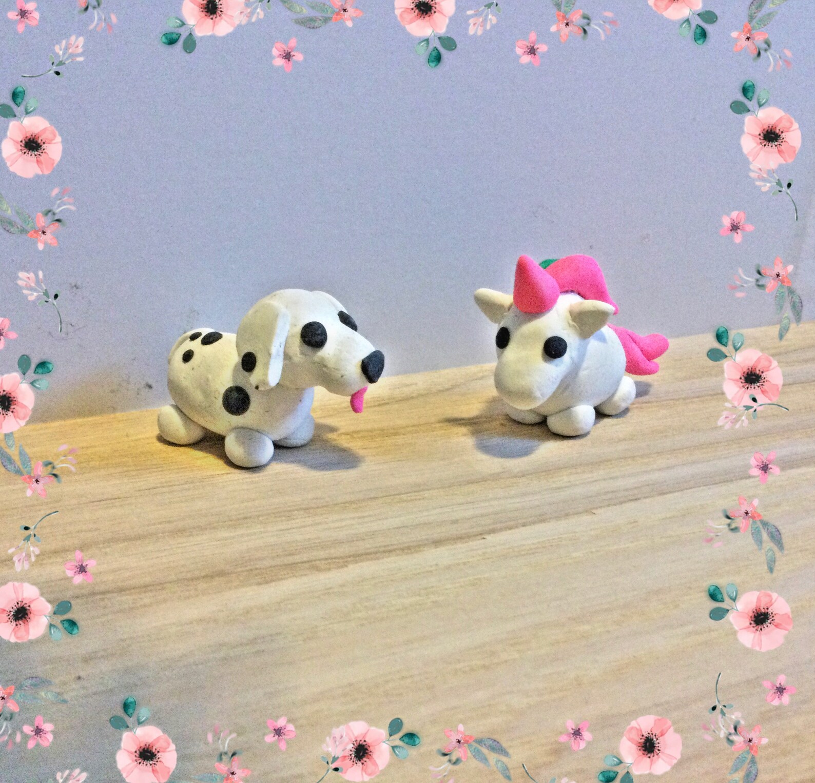 Adopt Me Unicorn and Dalmatian Clay Figures Etsy